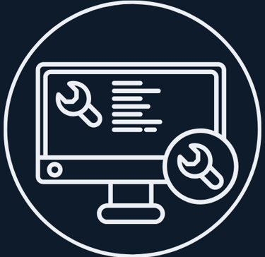 Jimproved Tech logo of a screen with a wrench, representing Operating System upgrades, maintenance