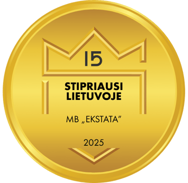 CreditInfo 15 Stipriausių Lietuvoje 2025 medalas – MB Ekstata statybų ekspertizė