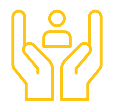 duas mãos sujeitando a representação de uma pessoa