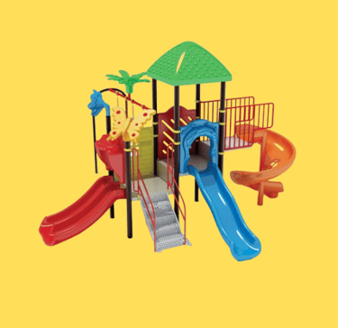 a playground structure with a slider and a slider