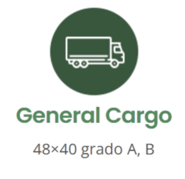 Depicted with a truck icon, providing 48×40 pallets in grades A and B