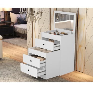 Penteadeira Cômoda Olivia 3 Gavetas C/espelho- Banqueta -Divisoria