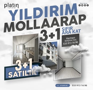 Bursa Yıldırım Mollaarap Satılık 3Plus1 Ara Kat Daire | Platin Yatırım | Yıldırım Satılık Evler