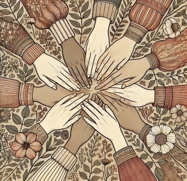 a group of hands holding hands together