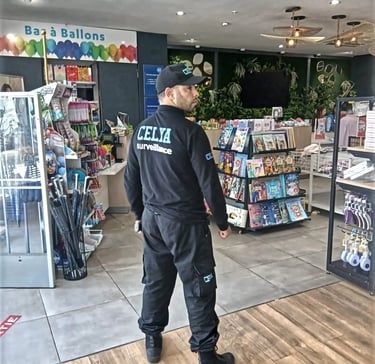 Agent de gardiennage professionnel effectuant une ronde de surveillance quotidienne.
