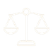 White outline icon of the scales of justice representing law and balance on a black background.
