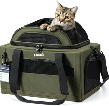 Pecute Top-Expandable Cat Carrier (42 * 28 * 23cm),Breathable Dog Carrier Soft-Sided Pet Carrier