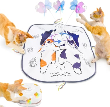 ORSDA Cat Toys, 5 in 1 Rechargeable Cat Toy, Hide and Seek, Magic Wand, Whack-A-Mole, Chase Feather