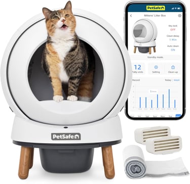 PetSafe ScoopFree SmartSpin Automatic Self-Cleaning Cat Litter Box – Advanced Odor Control – App Con