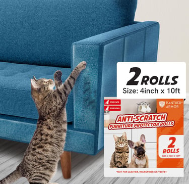 2 Rolls Cat Scratch Furniture Protector Sheets – Clear Couch & Sofa Guard from Cat Claws – Easy