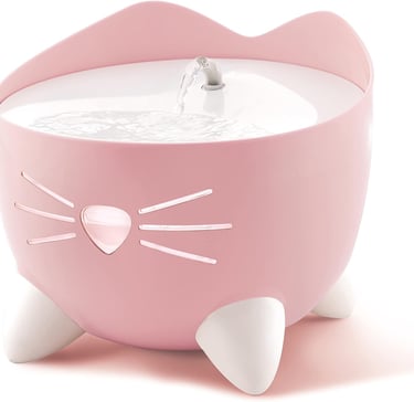 Catit PIXI Cat Water Fountain, 2.5 L, Light Pink, Modern Cat Fountain, Silent Pump for Indoor Cats