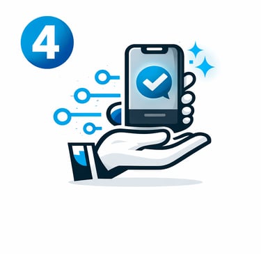 Project delivery on mobile device with completed digital solution and confirmation check