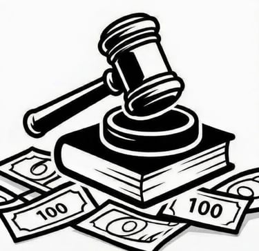 Gavel on book with cash around