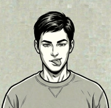 male with tongue to the side