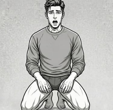 male on knees with open mouth