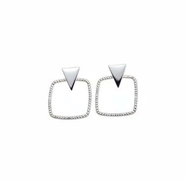 BRINCO PRATA 925 TRIANGULO COM QUADRADO