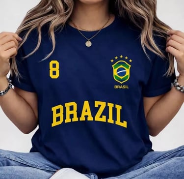 Blusa Feminina Brasil T-shirt Verão Algodão