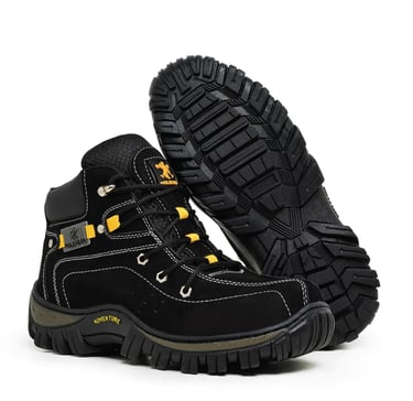 Bota Botina Adventure Polo Fran Coturno Preto Masculino Couro Com Palmilha