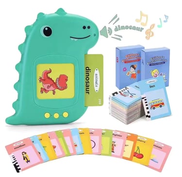 Brinquedo Card Infantil Cartão Fala Inglês Português Dino Apraxia Autismo Alfabetização