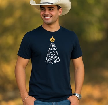 Camiseta Básica Católica Blusa Unisex Nossa Senhora Aparecida Algodão