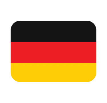 The national flag of Germany icon featuring horizontal black, red, and gold stripes on a rounded rectangle.