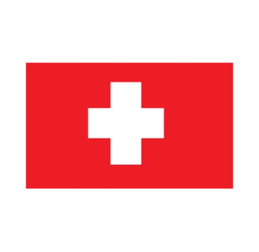 The national flag of Switzerland featuring a white cross on a red rectangular background.