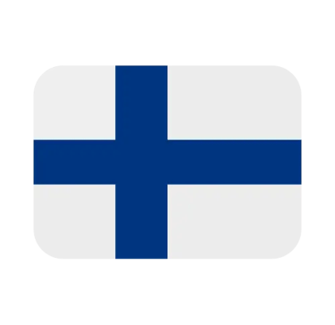 The national flag of Finland featuring a blue Nordic cross on a white background with rounded corners.