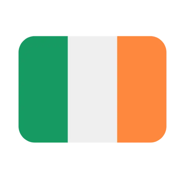 Official flag of Ireland icon with rounded corners featuring green, white, and orange vertical stripes.