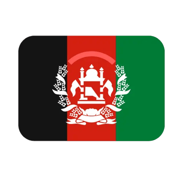 The national flag of Afghanistan icon featuring black, red, and green vertical stripes with the emblem.
