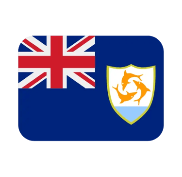Official national flag of Anguilla featuring the British Union Jack and three orange dolphins.