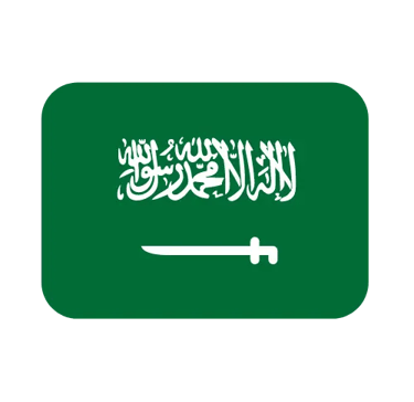 Saudi Arabia flag icon with green background, white Arabic inscription, and sword.