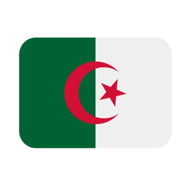 Algeria national flag icon with green and white vertical bands and a red crescent and star.