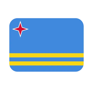 The national flag of Aruba featuring a blue field with two yellow stripes and a red star.