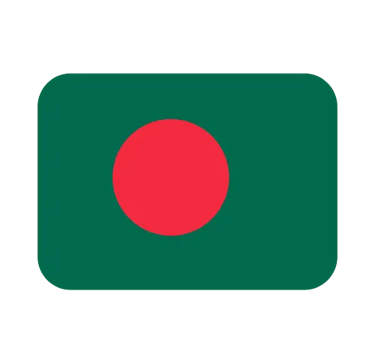 The national flag of Bangladesh with a red disc on a dark green field and rounded corners.