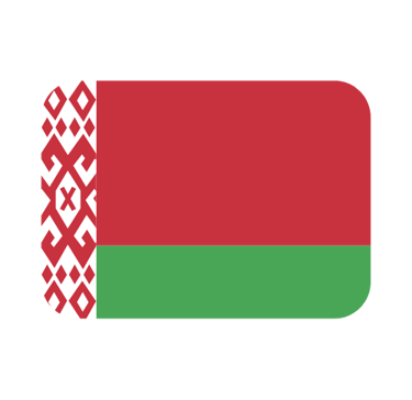 The national flag of Belarus featuring red and green horizontal bands and a traditional ornament pattern.