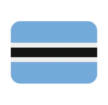 National flag of Botswana icon with light blue, black, and white horizontal stripes.