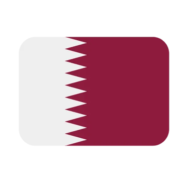 The national flag of Qatar featuring its maroon and white serrated design with rounded corners.