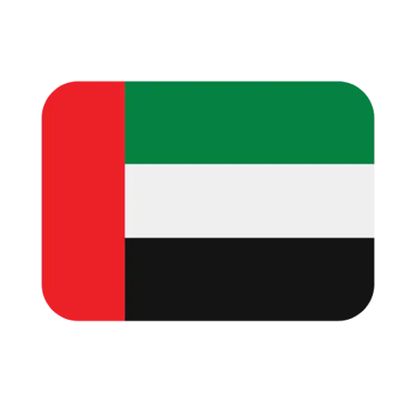 A rounded rectangular icon of the United Arab Emirates national flag with red, green, white, and black stripes.