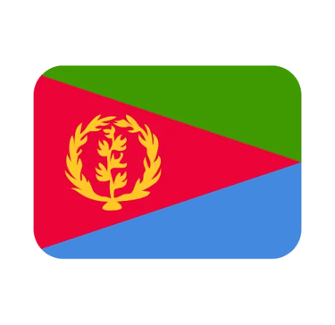 Official national flag of Eritrea icon with green, red, and blue triangles and a gold olive branch wreath.