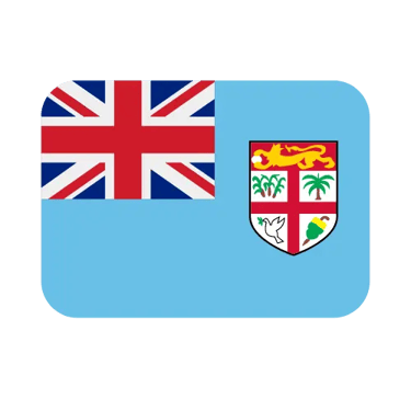 Official national flag of Fiji featuring a light blue field with the Union Jack and coat of arms.