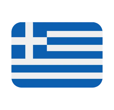 Greek flag icon with blue and white stripes and a white cross on a blue square.