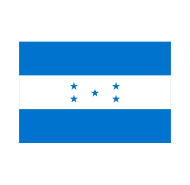 The national flag of Honduras featuring blue horizontal stripes and five blue stars on a white center.