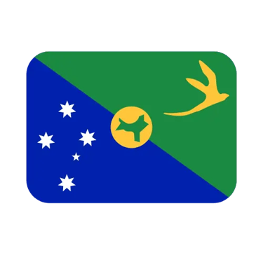 The official flag of Christmas Island featuring the Southern Cross and a golden bosun bird.