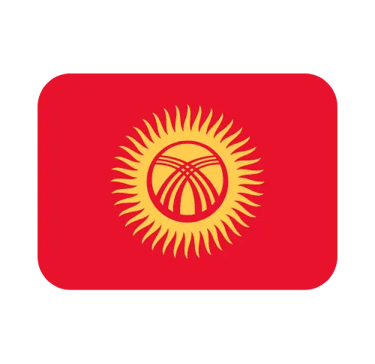 The national flag of Kyrgyzstan featuring a yellow sun with forty rays on a red field.