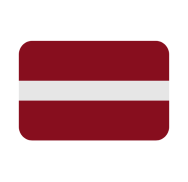 The national flag of Latvia with its signature carmine red and white horizontal stripes.