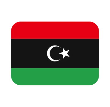 The national flag of Libya featuring red, black, and green stripes with a white crescent and star.