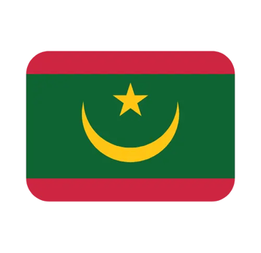 National flag of Mauritania featuring a green field, yellow crescent and star, and two red stripes.