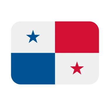 The national flag of Panama featuring red and blue quadrants with two stars on a black background.