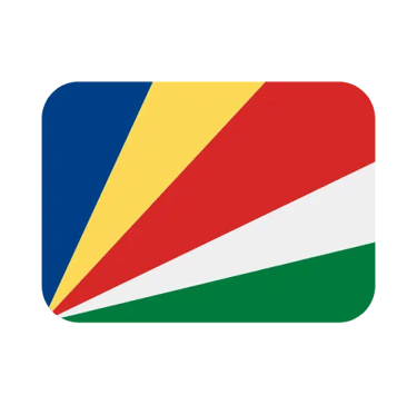 The national flag of Seychelles with blue, yellow, red, white, and green diagonal bands.