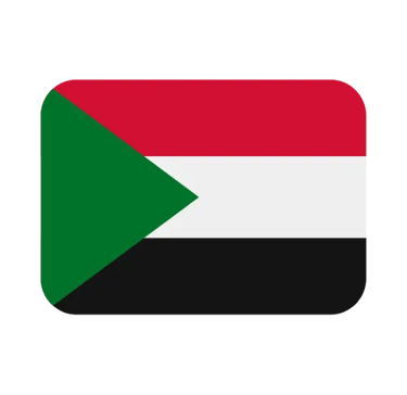The national flag of Sudan icon featuring red, white, and black stripes with a green triangle.